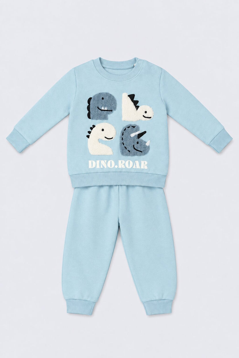 Infant Boys Light Blue Dino Applique Co-ord Set - Image 6