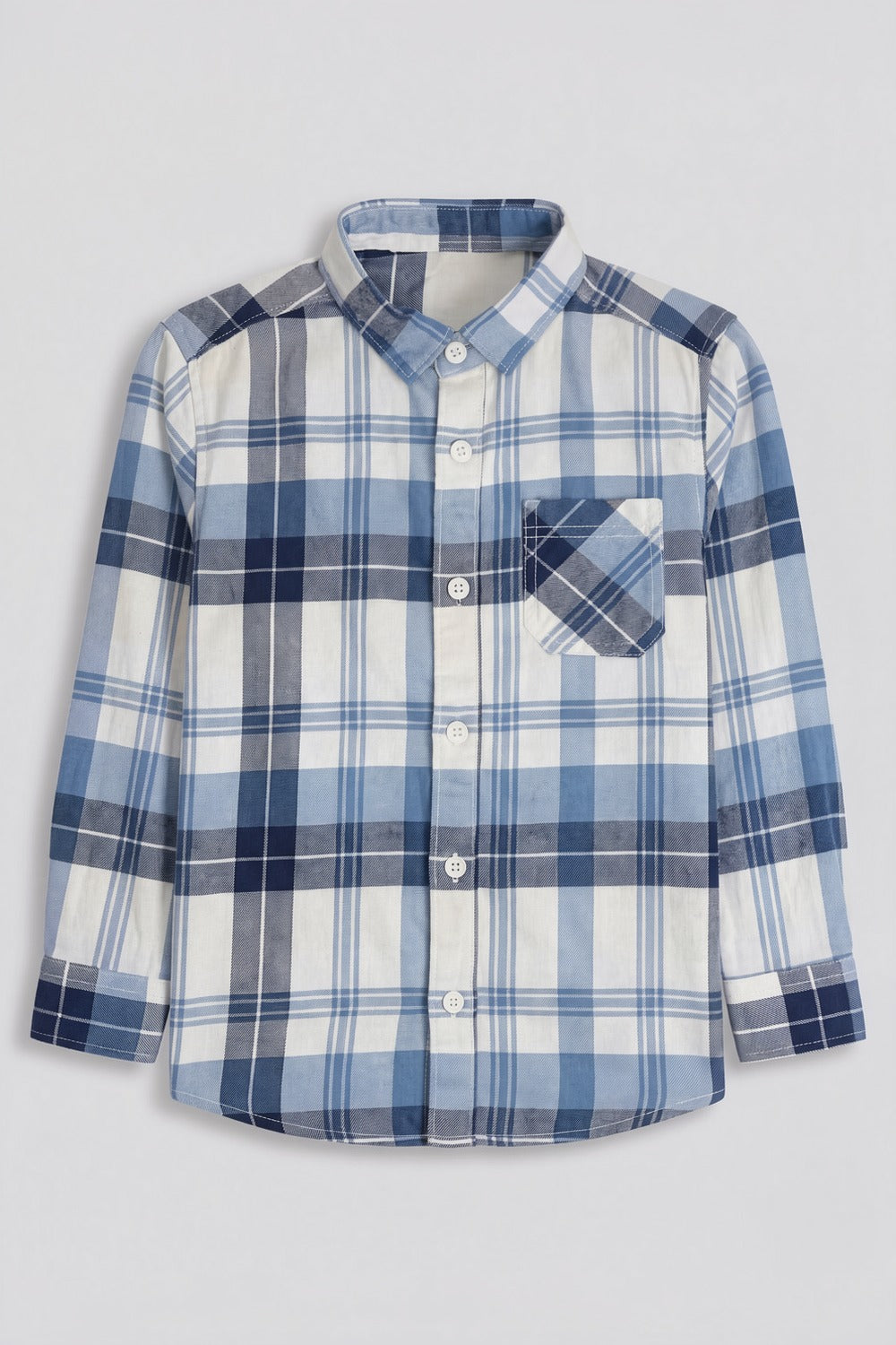 Boys Blue Checked Casual Shirt - Image 2