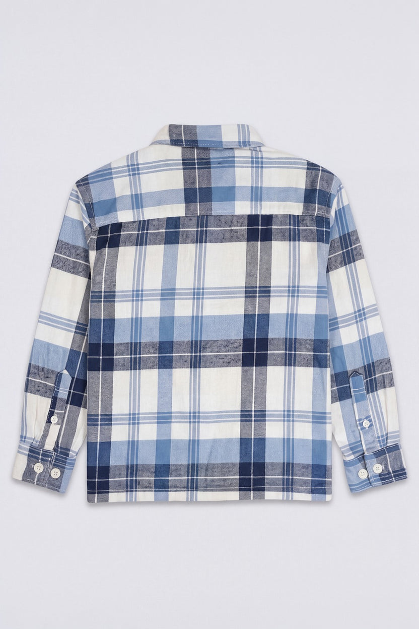 Boys Blue Checked Casual Shirt - Image 4