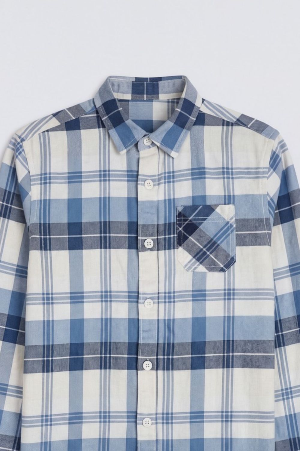 Boys Blue Checked Casual Shirt - Image 5