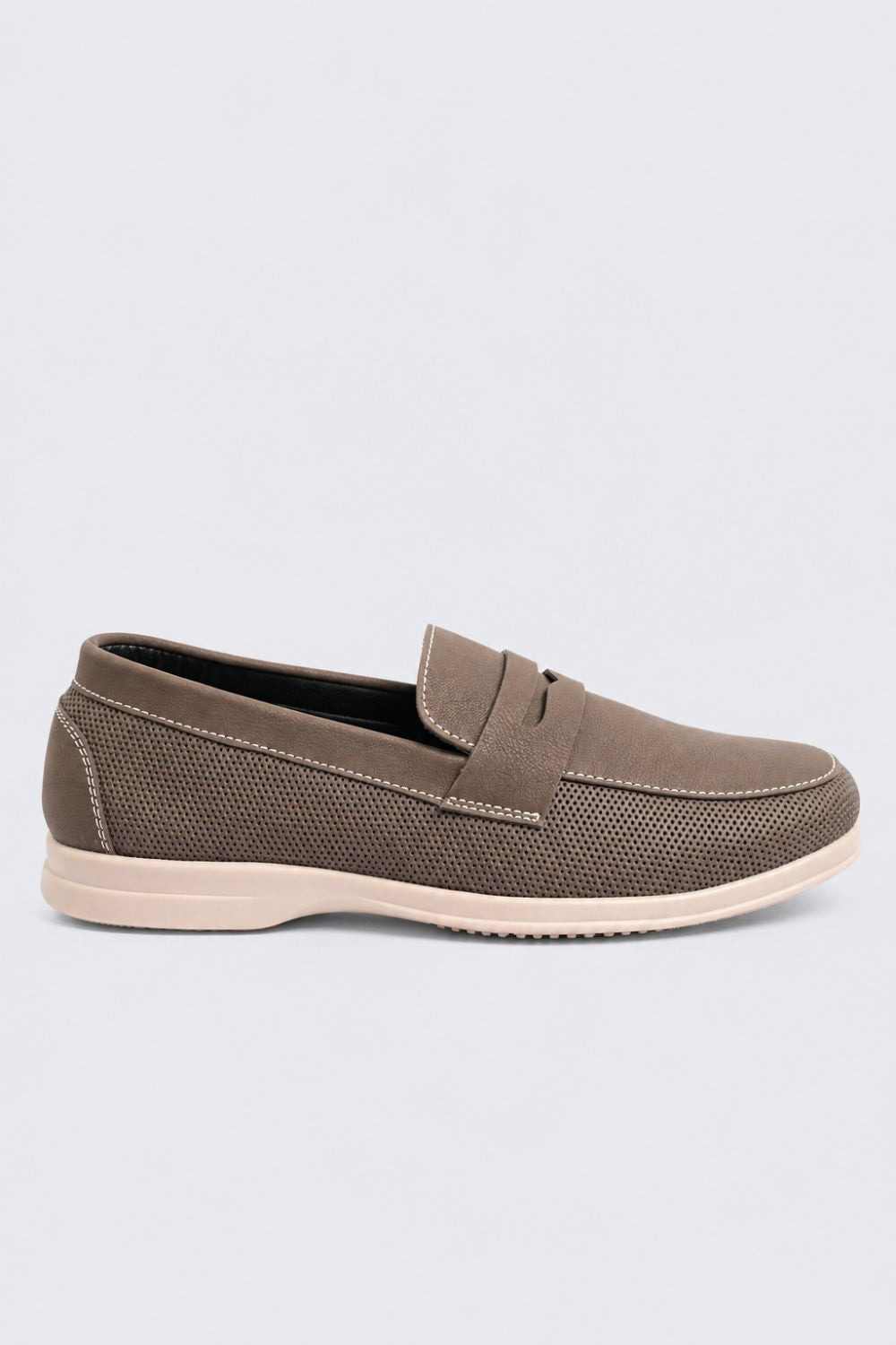 Mens Brown Textured Slip-On Penny Loafer - Image 2