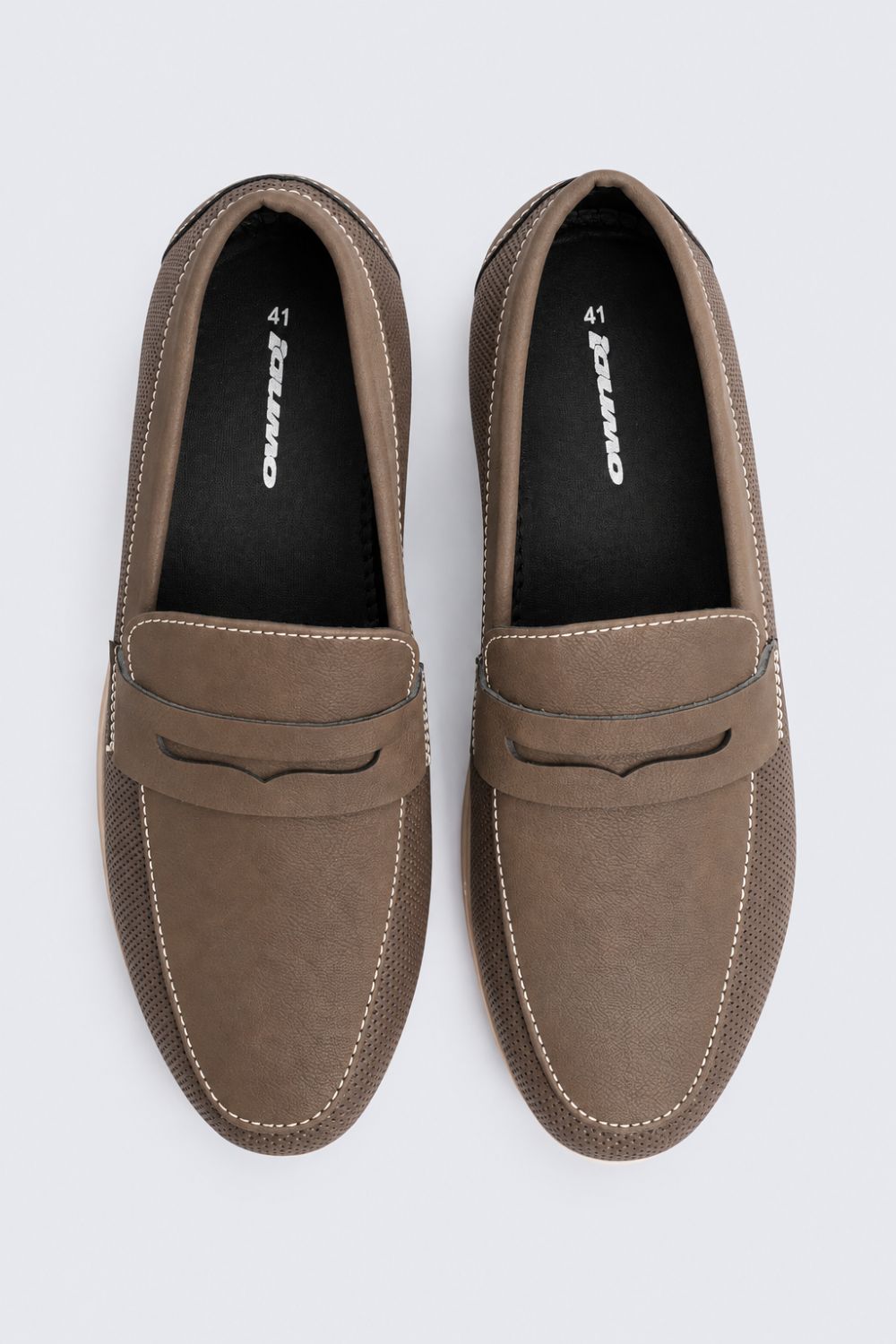 Mens Brown Textured Slip-On Penny Loafer - Image 4