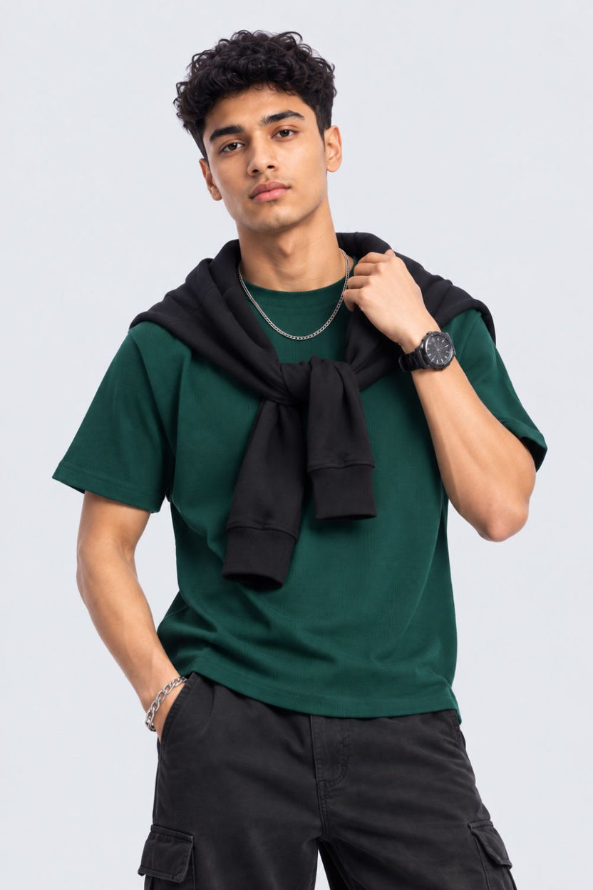 Mens Teal Green Solid T-Shirt - Image 1