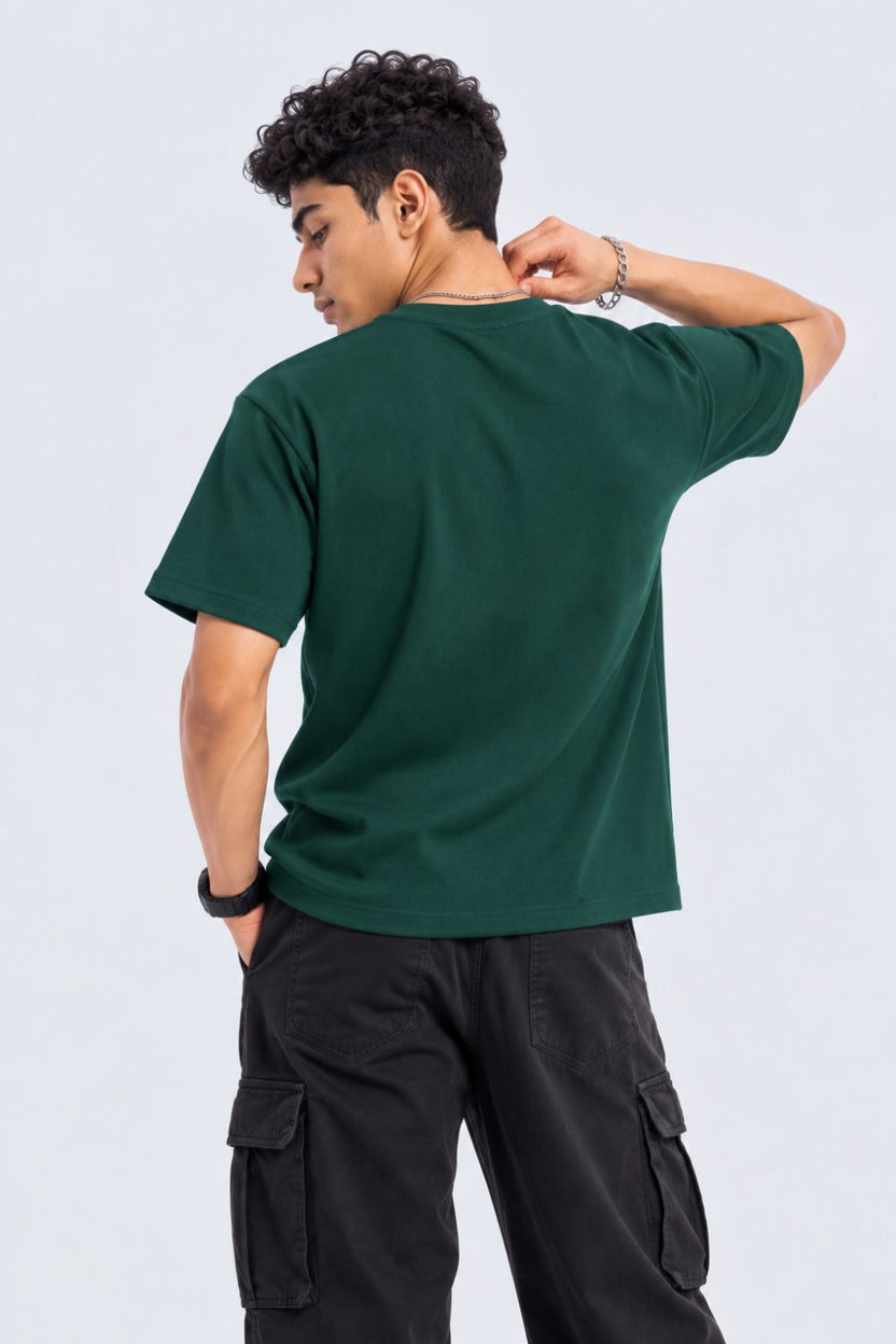 Mens Teal Green Solid T-Shirt - Image 5
