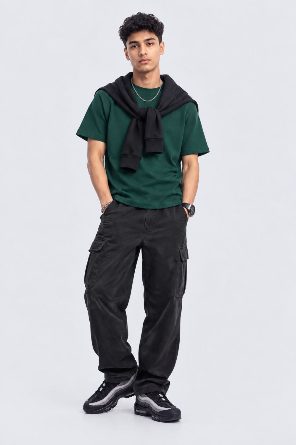 Mens Teal Green Solid T-Shirt - Image 6