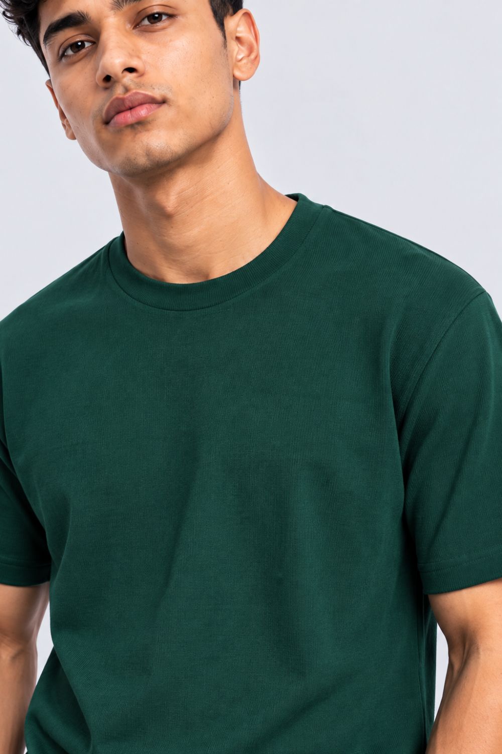 Mens Teal Green Solid T-Shirt - Image 9