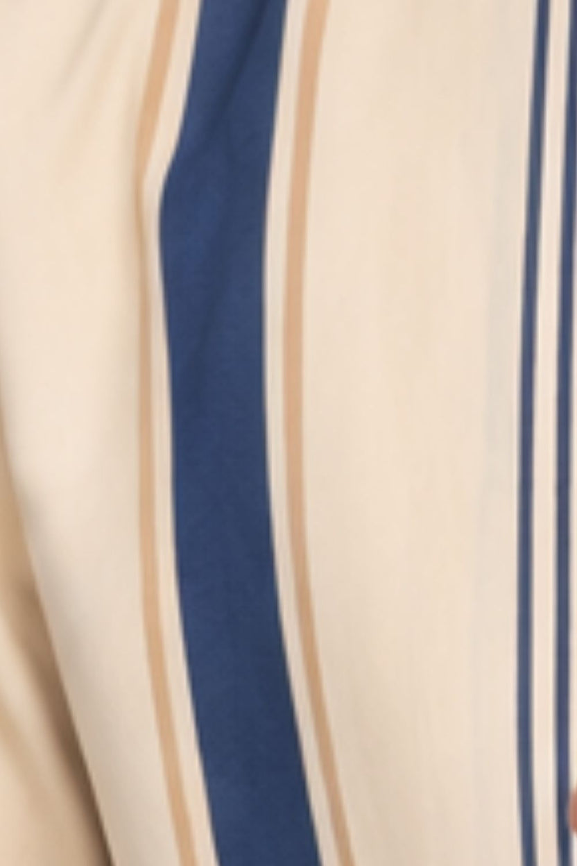 Men Beige Striped Cotton Casual Shirt - Image 7