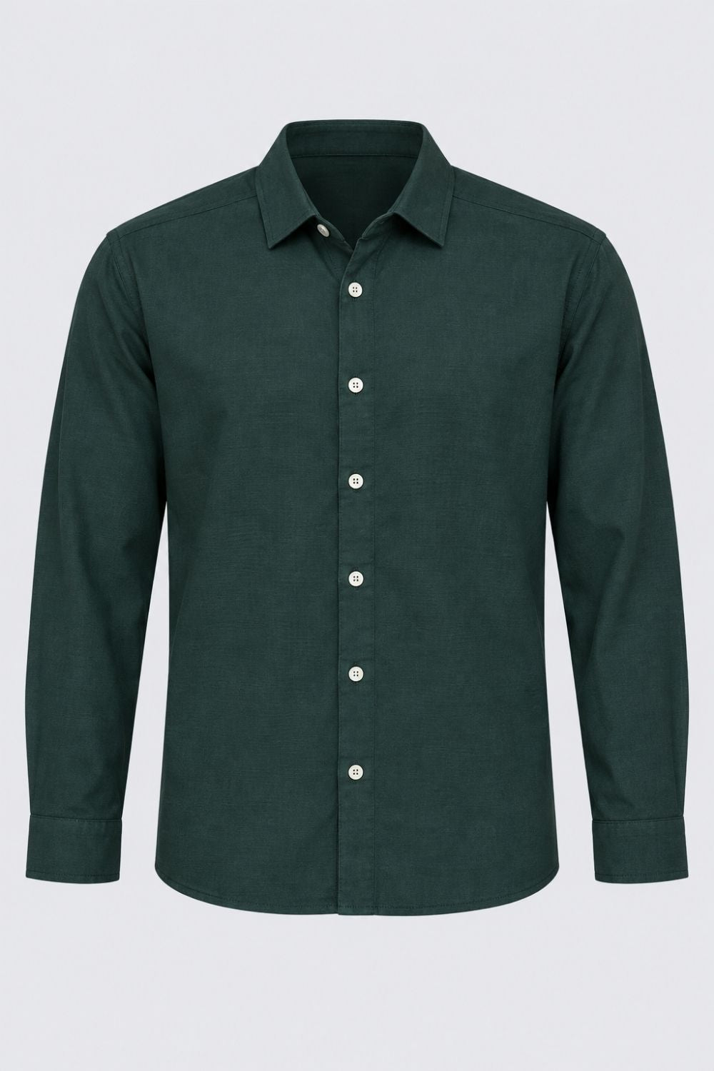 Mens Teal Solid Cotton Slub Casual Shirt - Image 7