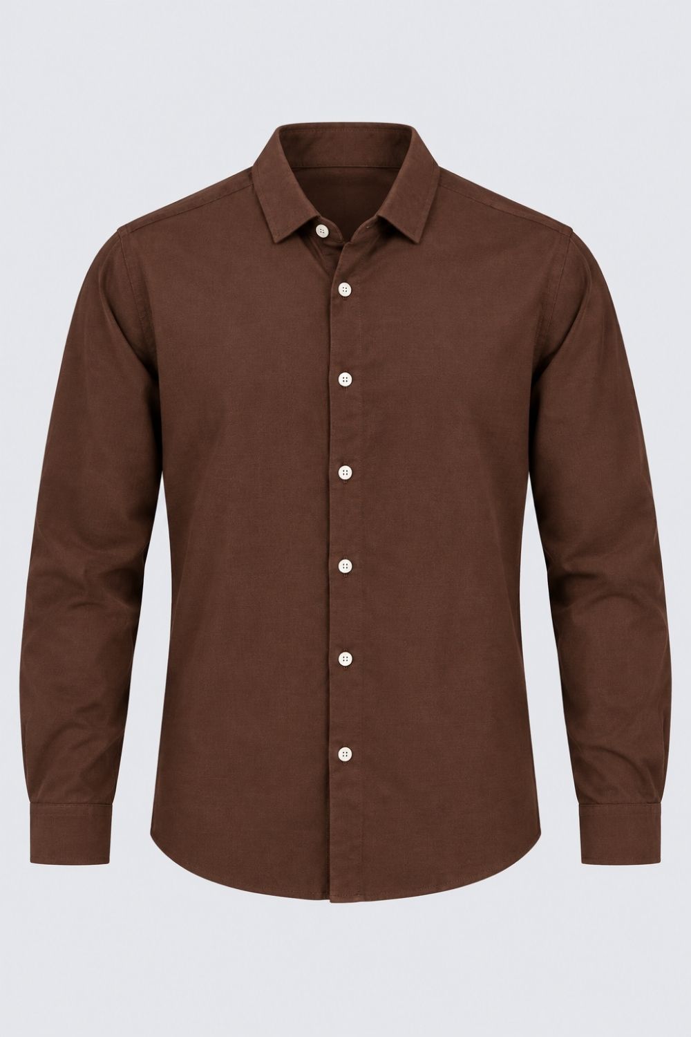 Mens Brown Solid Cotton Slub Casual Shirt - Image 7