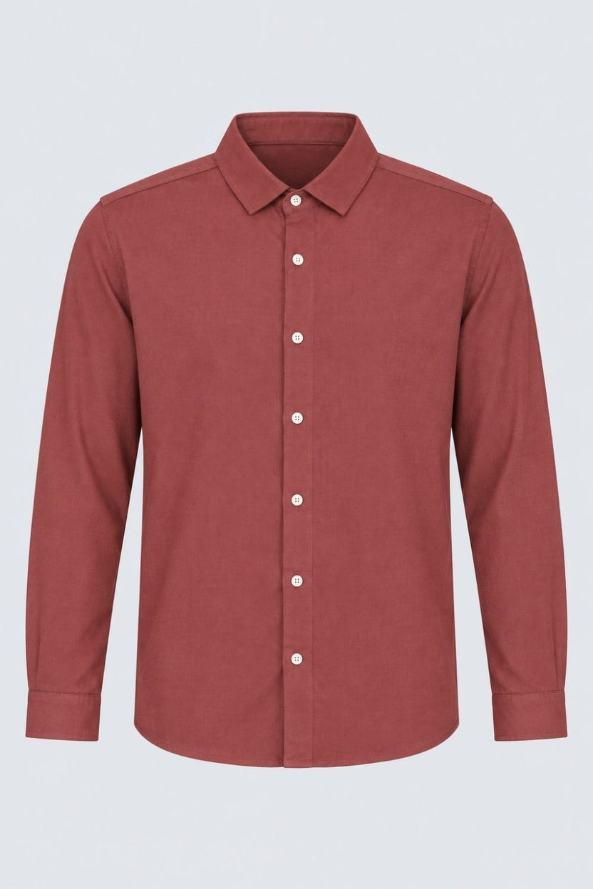 Mens Rust Cotton Casual Shirt - Image 7