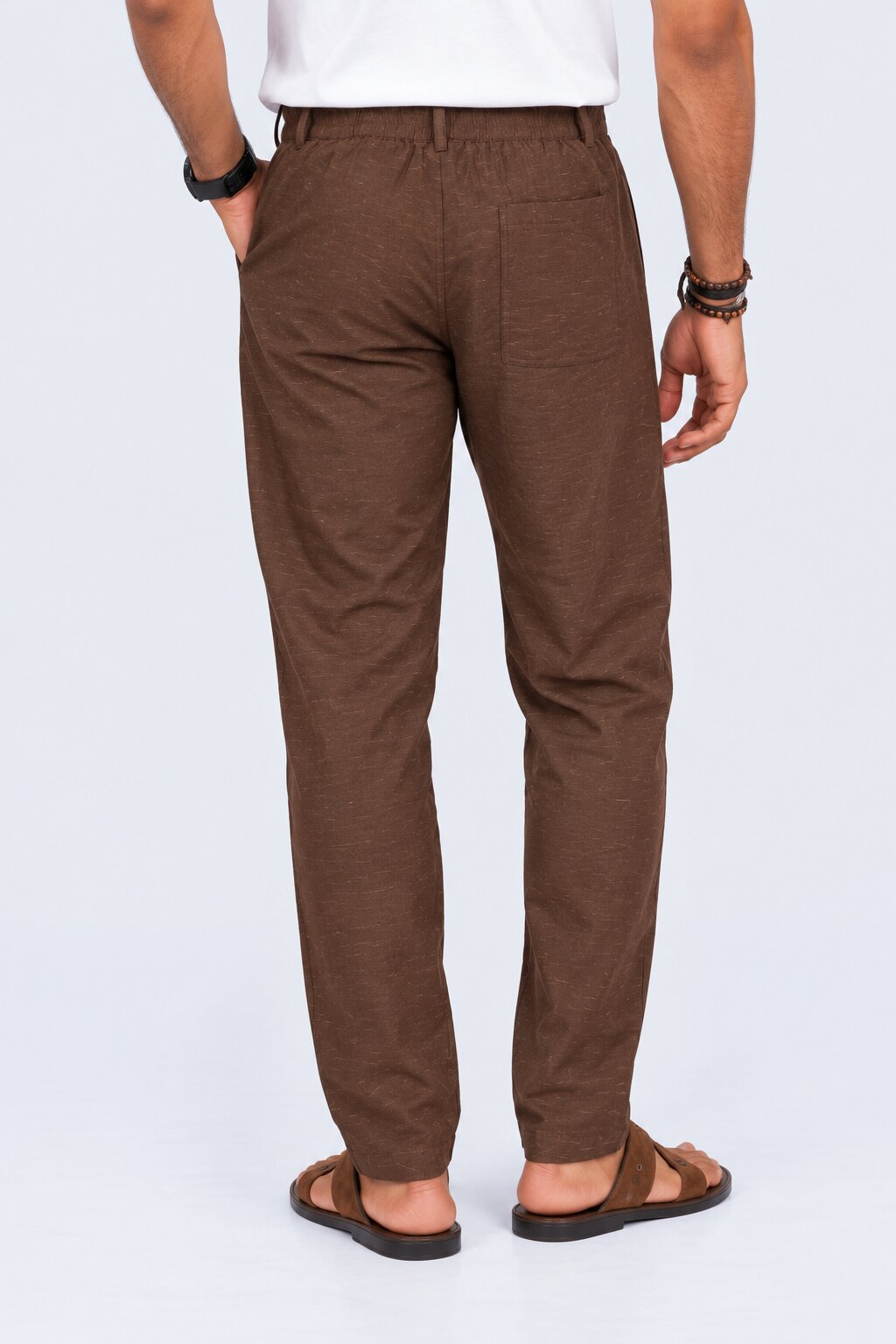 Mens Brown Ethnic Slim Fit Pyjamas - Image 5
