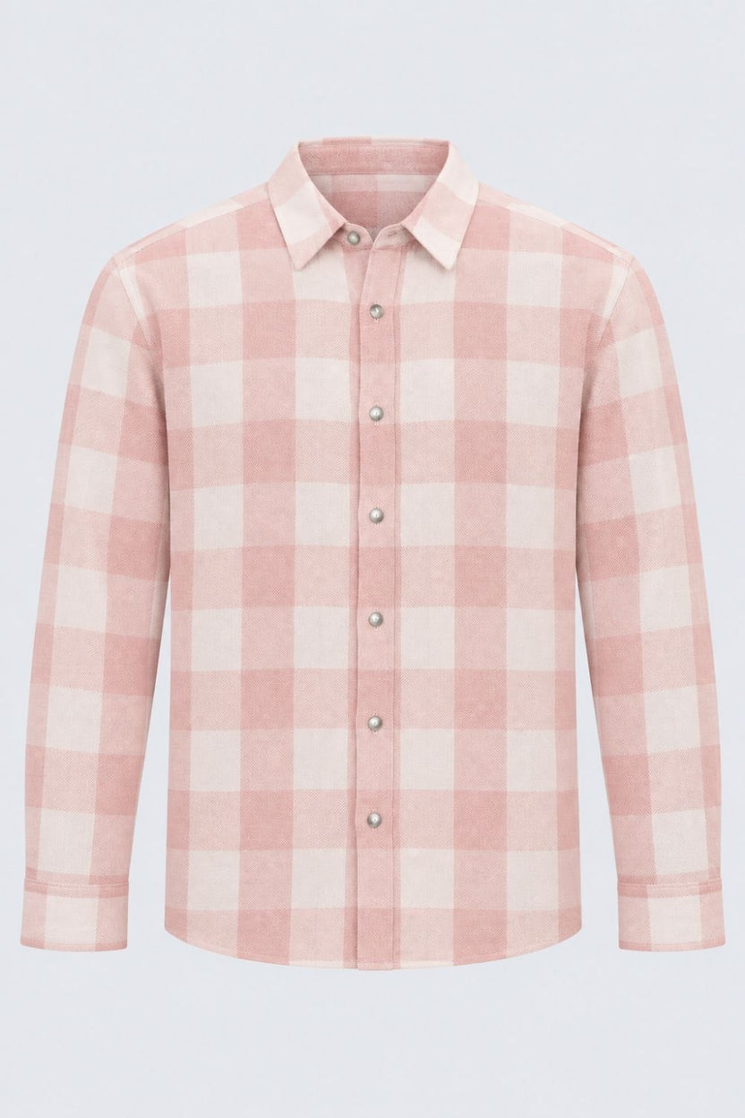 Pink Checked Cotton Casual Shirt - Image 7