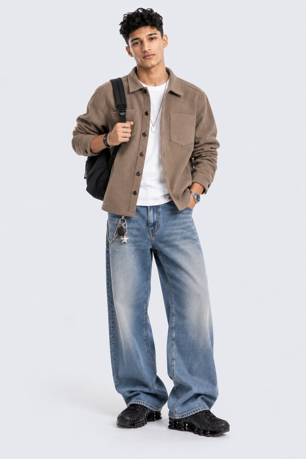 Men Regular Fit Taupe Solid Shaket - Image 6