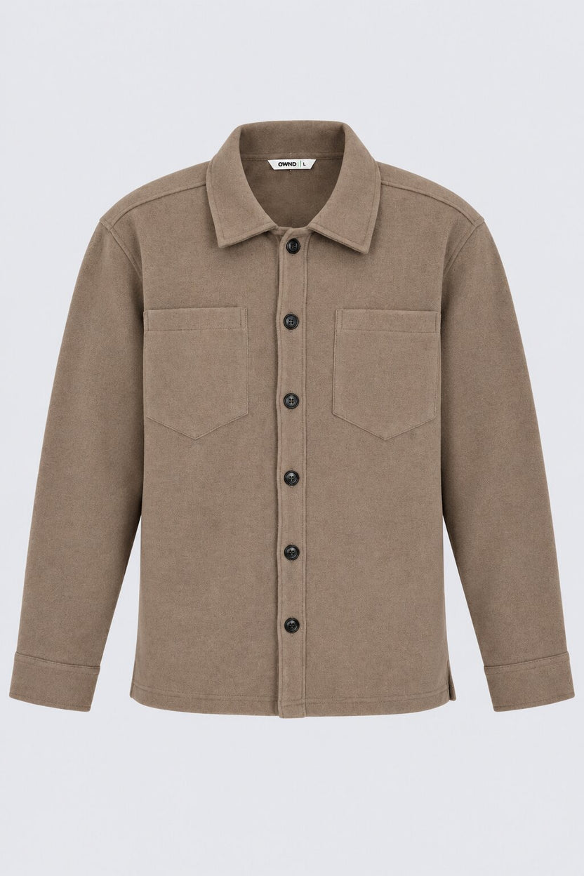 Men Regular Fit Taupe Solid Shaket - Image 7