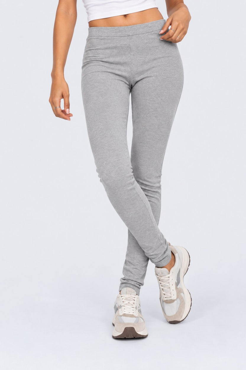Womens Grey Solid Mid Rise Leggings - Image 1