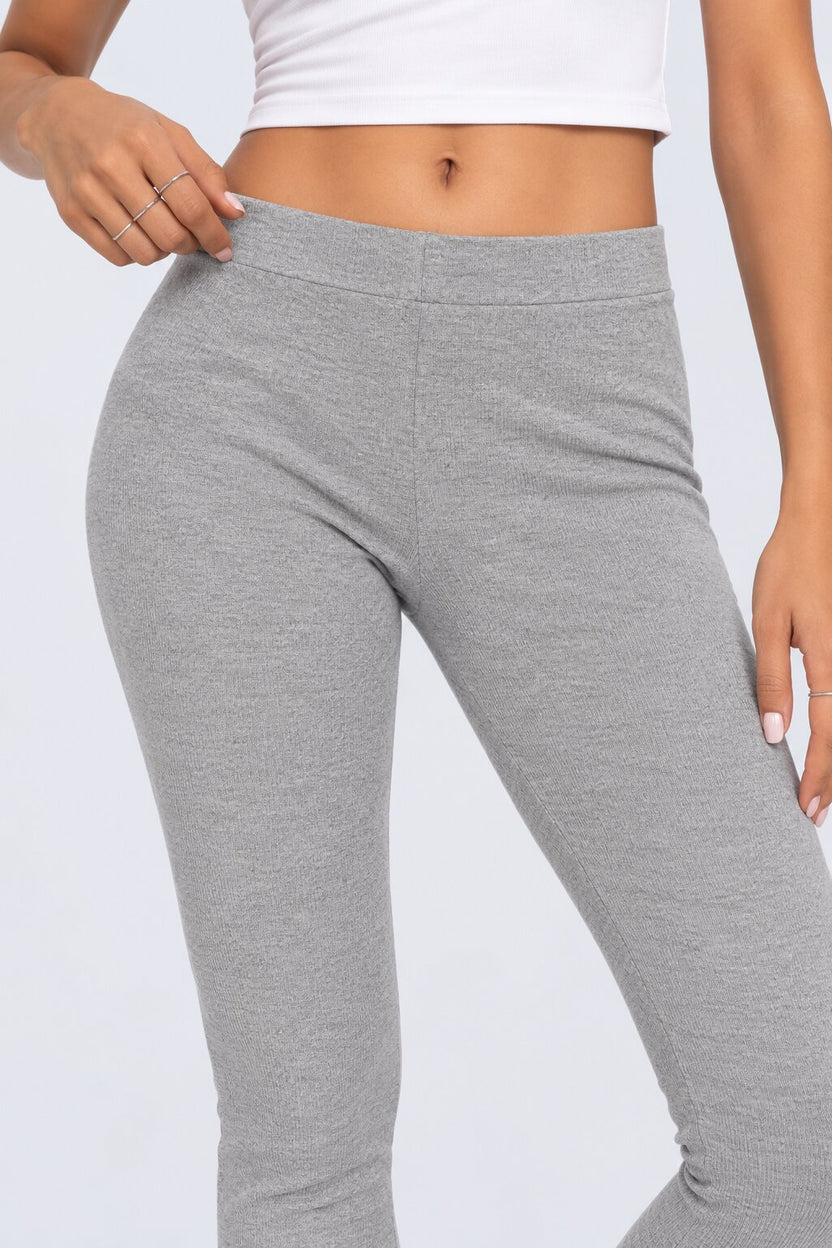 Womens Grey Solid Mid Rise Leggings - Image 3