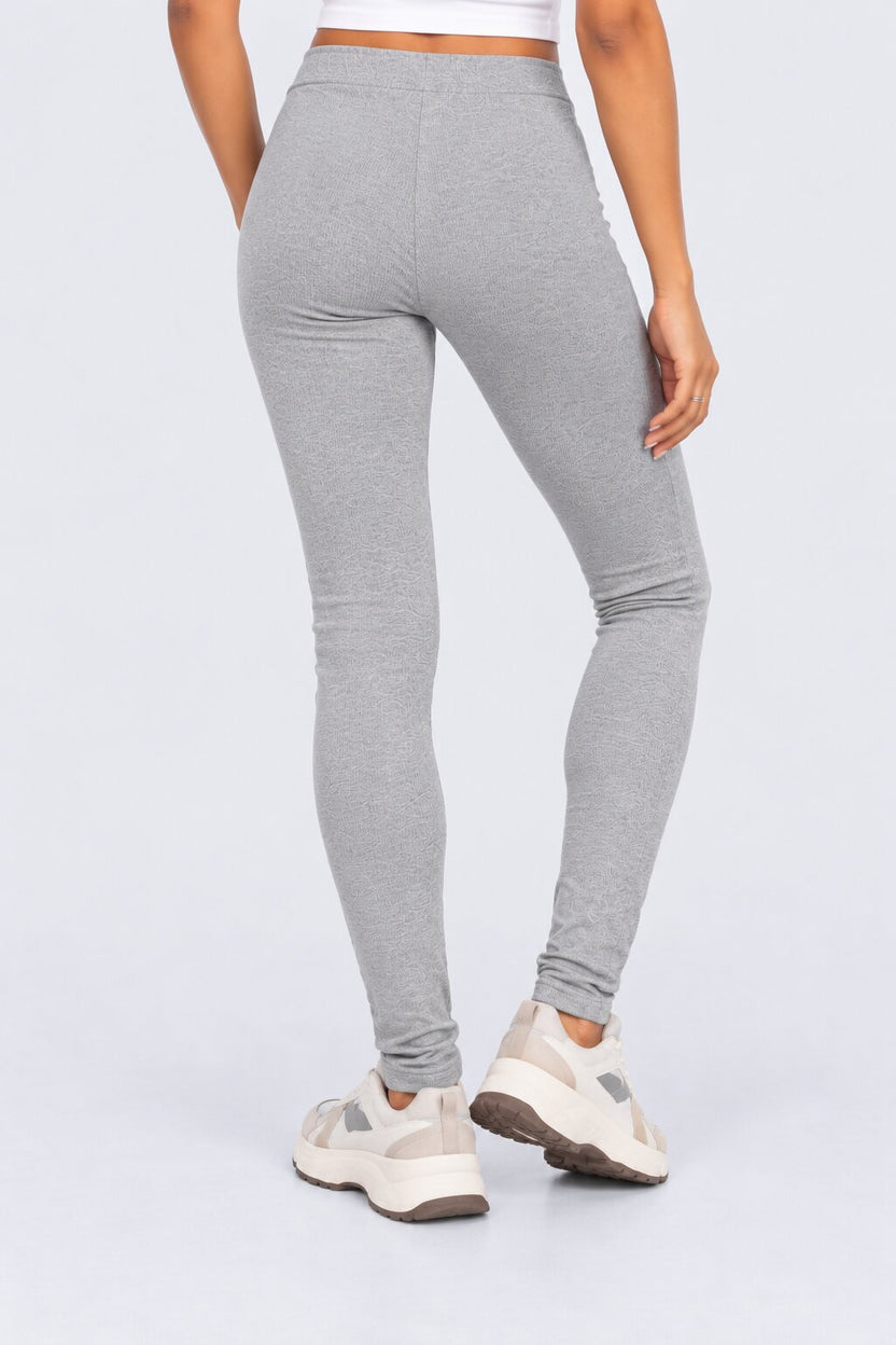Womens Grey Solid Mid Rise Leggings - Image 4