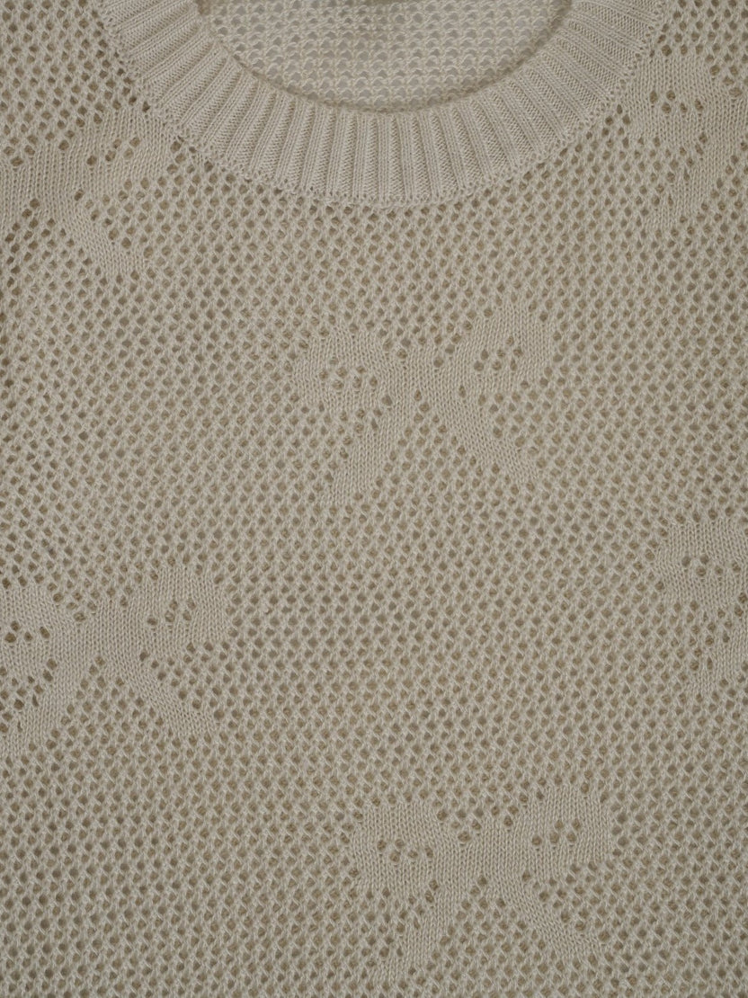 Womens Off White Knit Pattern Sweater - Image 8