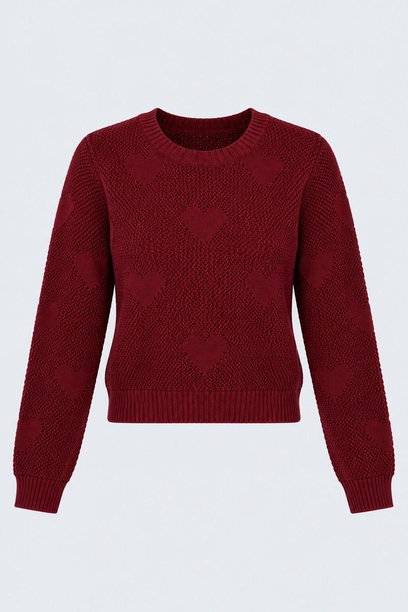 Womens Maroon Knit Pattern Sweater - Image 7