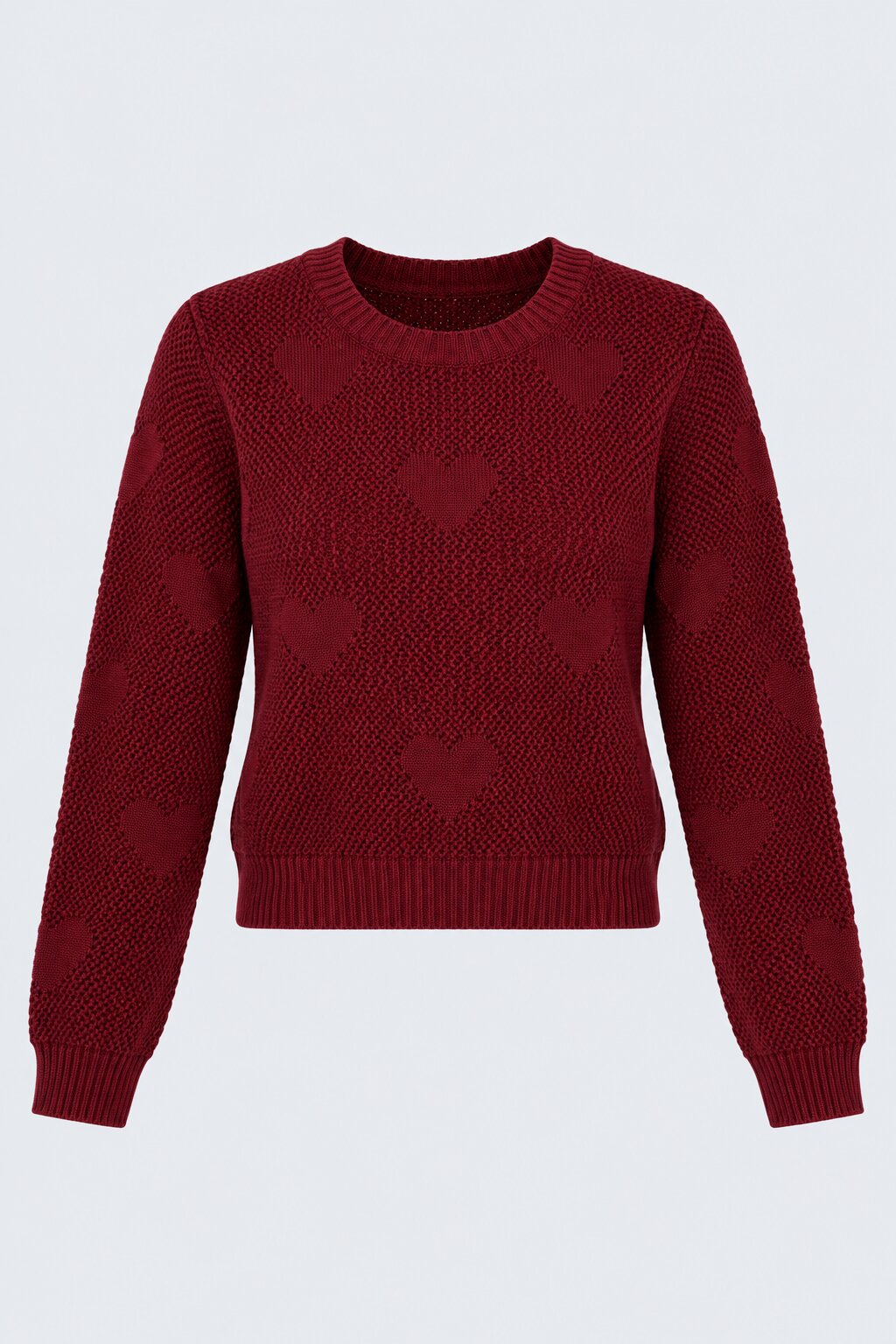 Womens Maroon Knit Pattern Sweater - Image 7
