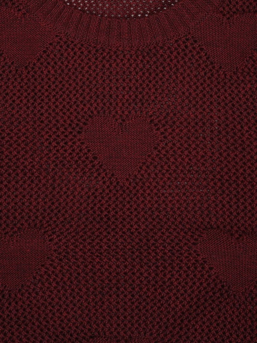 Womens Maroon Knit Pattern Sweater - Image 8