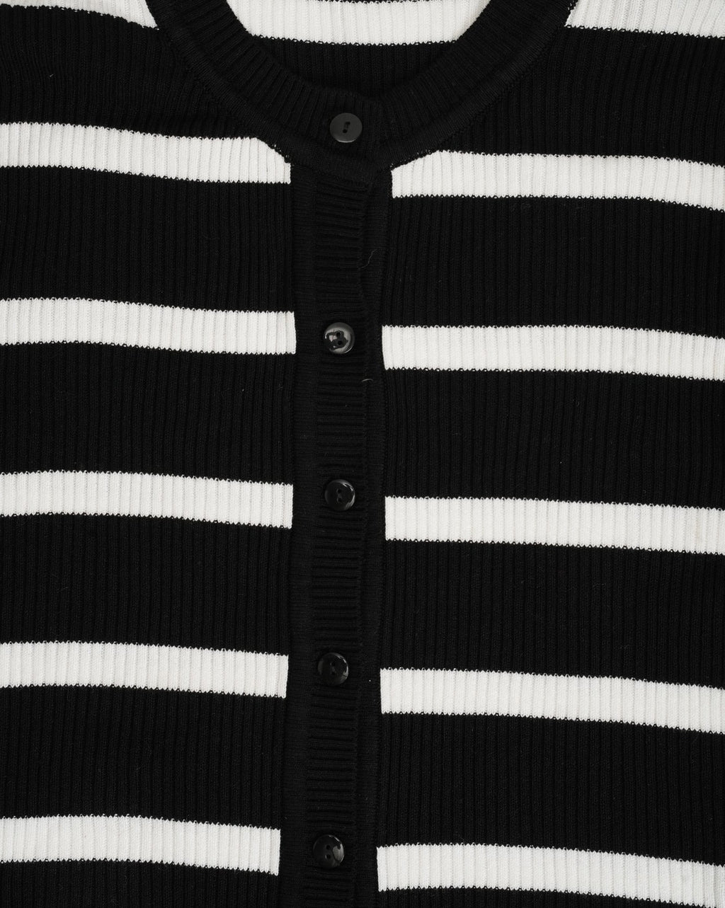 Womens Black and White Striped Knit Cardigan - Image 7