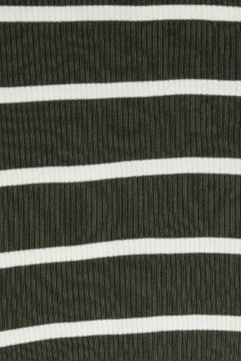 Womens Olive and White Striped Knit Cardigan - Image 8