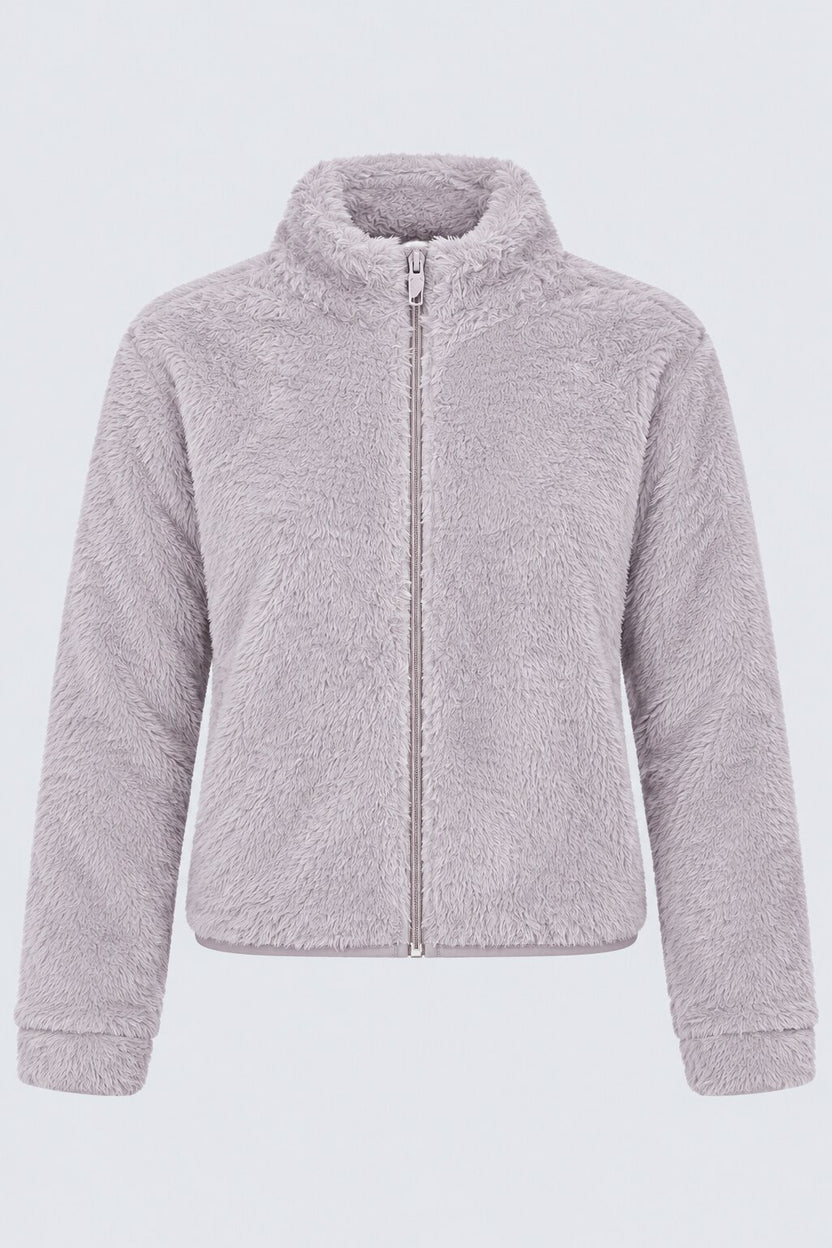 Womens Lilac Fleece Zip-Up Cozy Jacket - Image 6