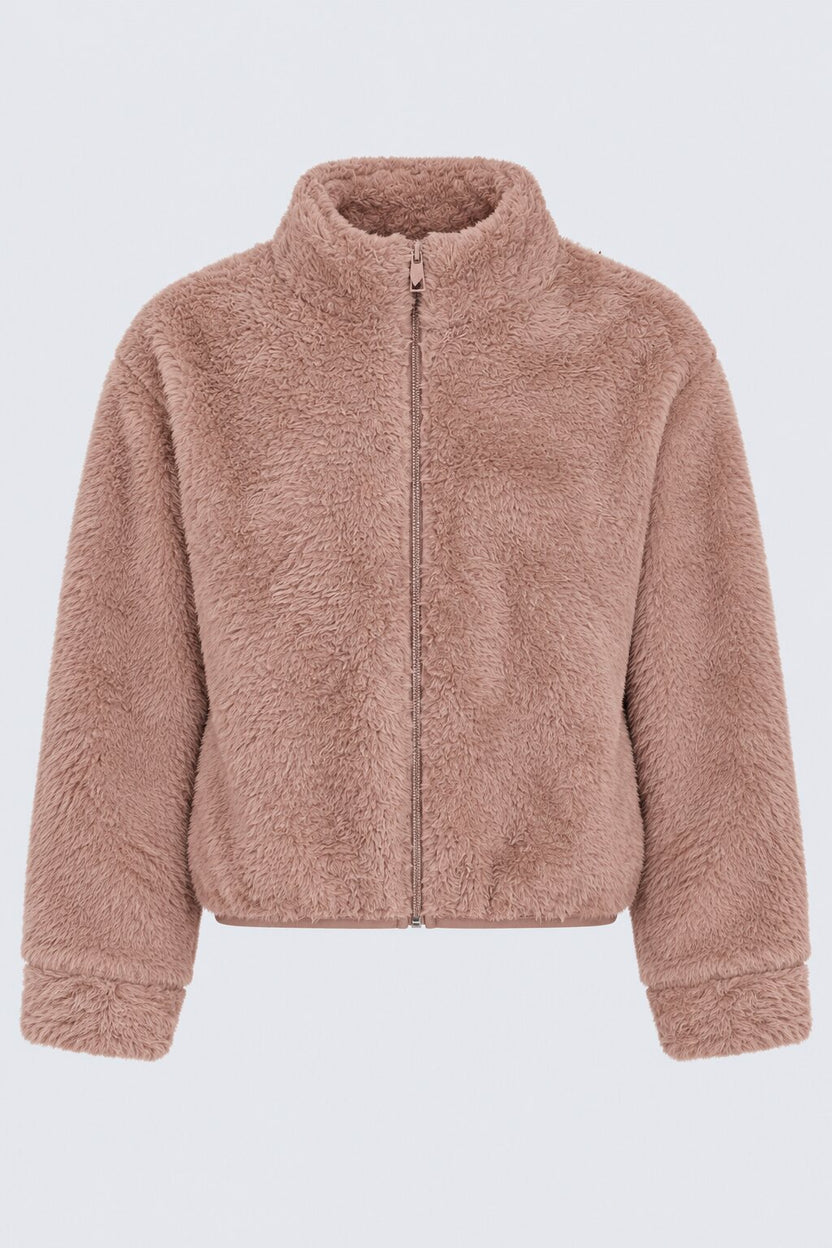 Womens Dusty Pink Fleece Zip-Up Cozy Jacket - Image 7