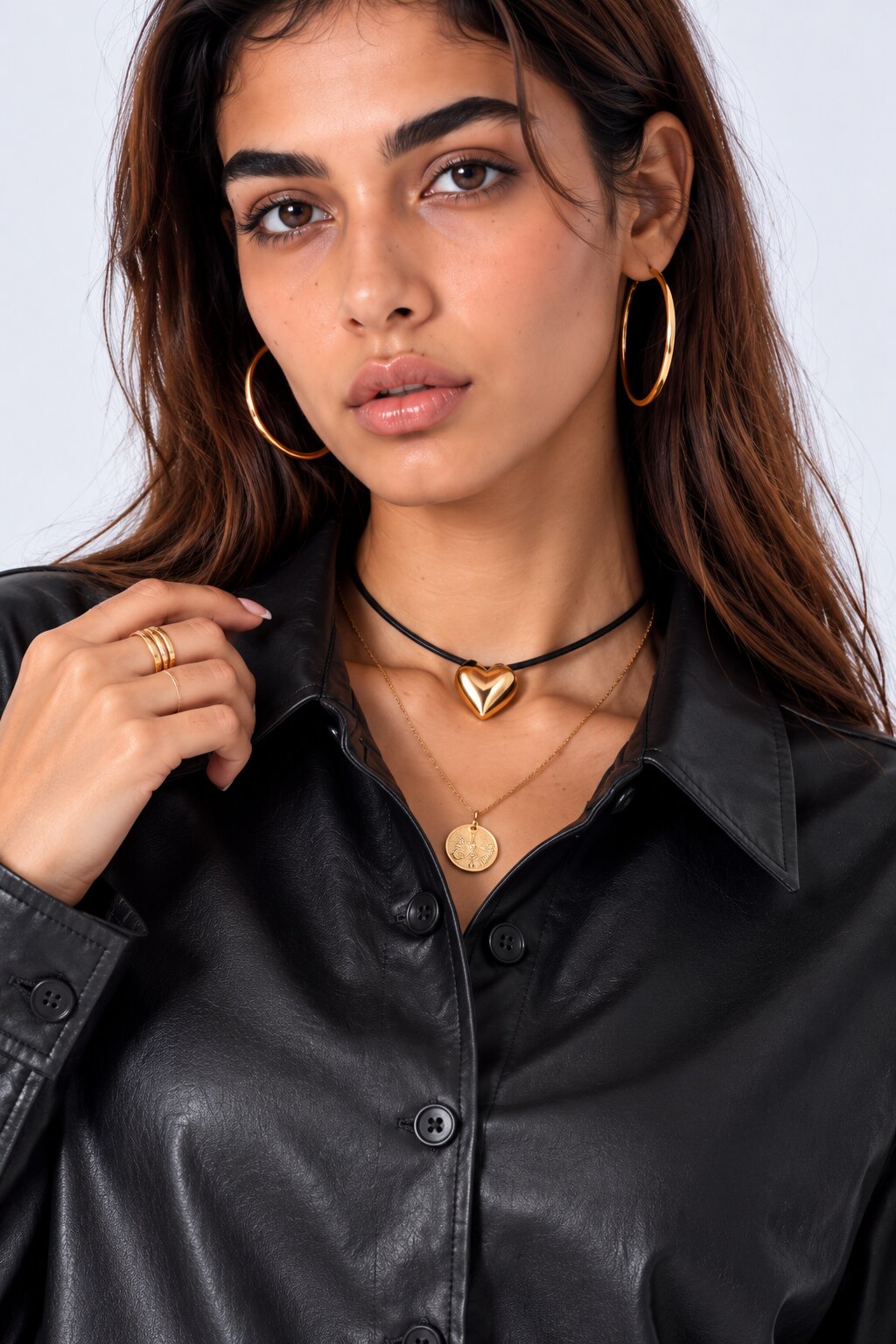 Womens Black Peplum Leather Jacket - Image 9