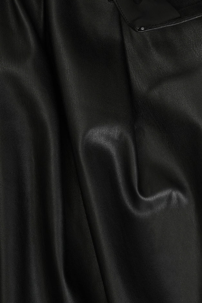 Womens Black Leather Flared Mini Skirt - Image 8