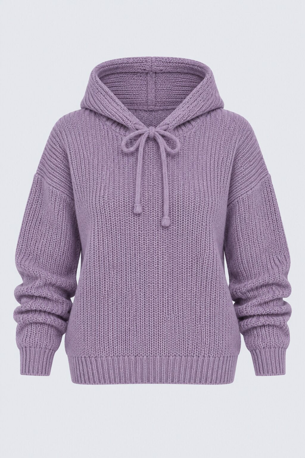 Womens Lilac Knit Hooded Pullover Sweater - Image 6