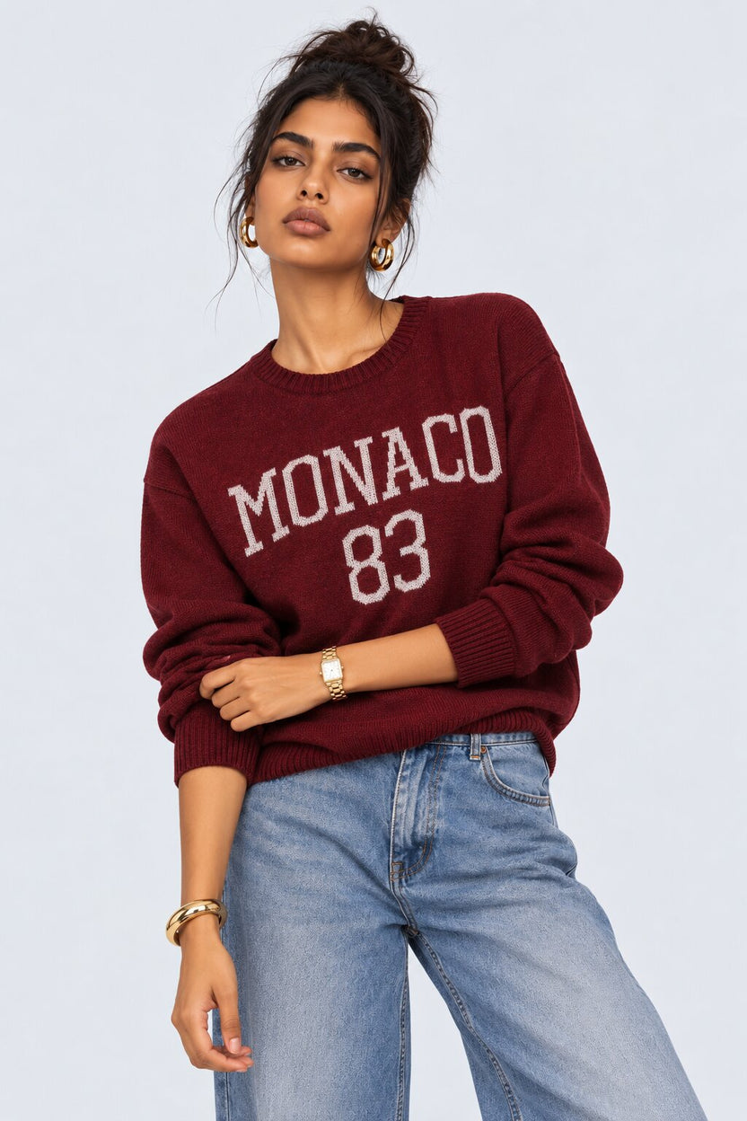 Womens Red Monaco Graphic Sweater - Image 2