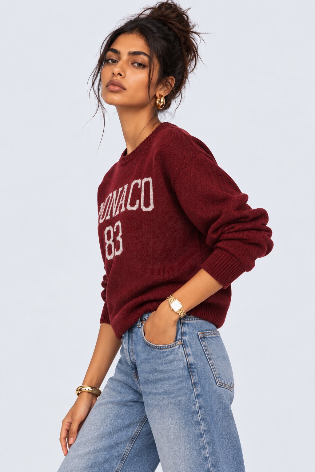 Womens Red Monaco Graphic Sweater - Image 4