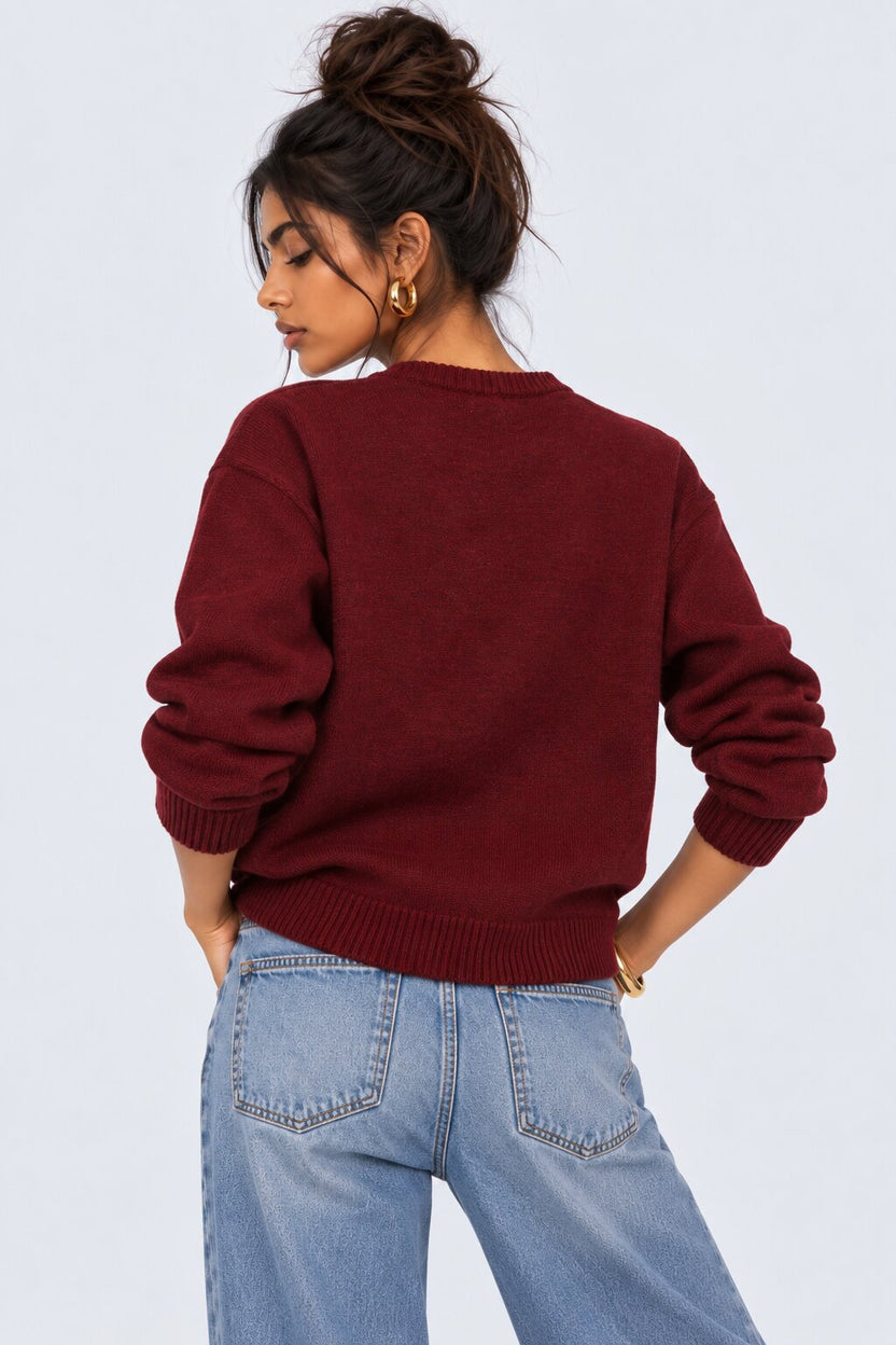 Womens Red Monaco Graphic Sweater - Image 5