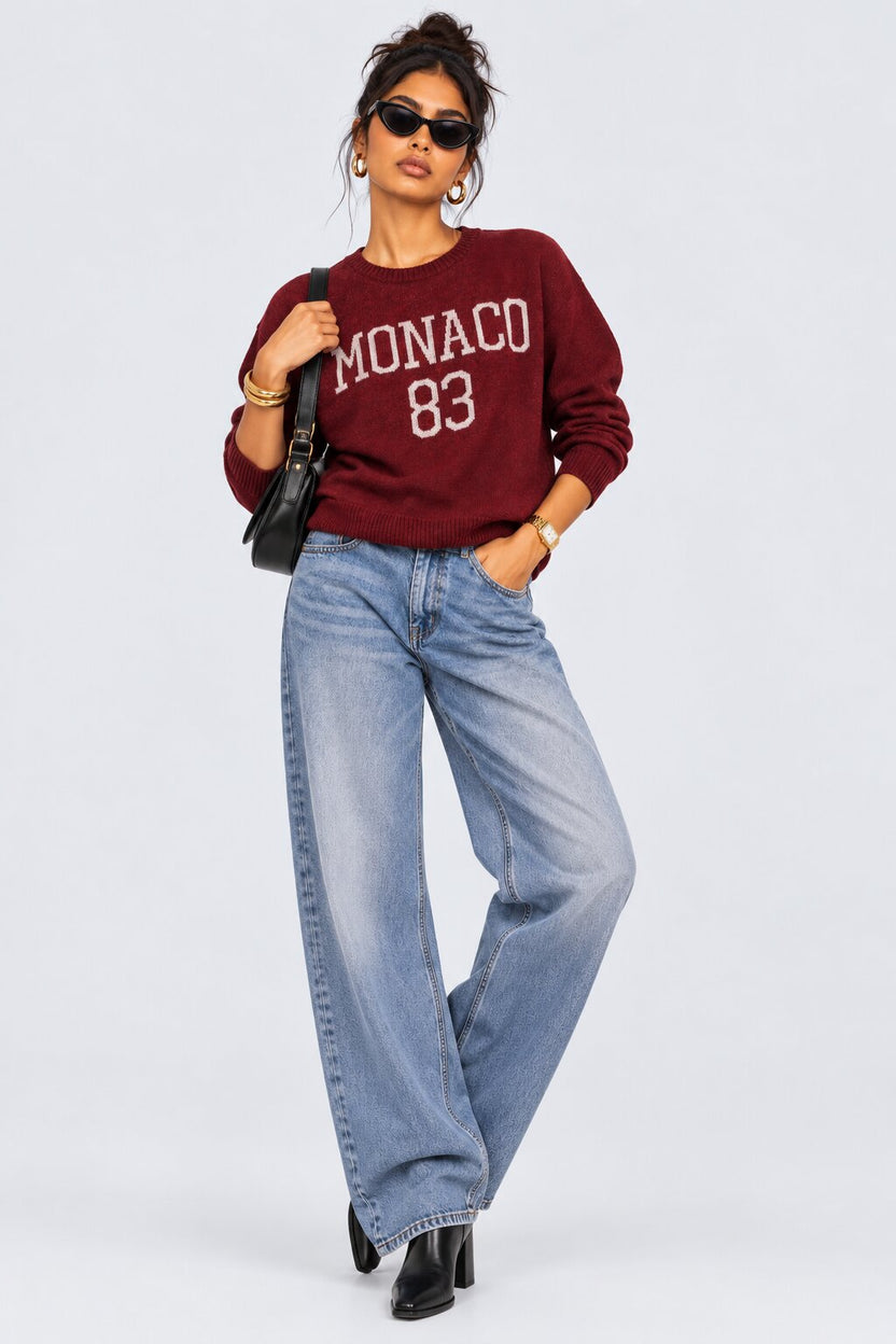 Womens Red Monaco Graphic Sweater - Image 6