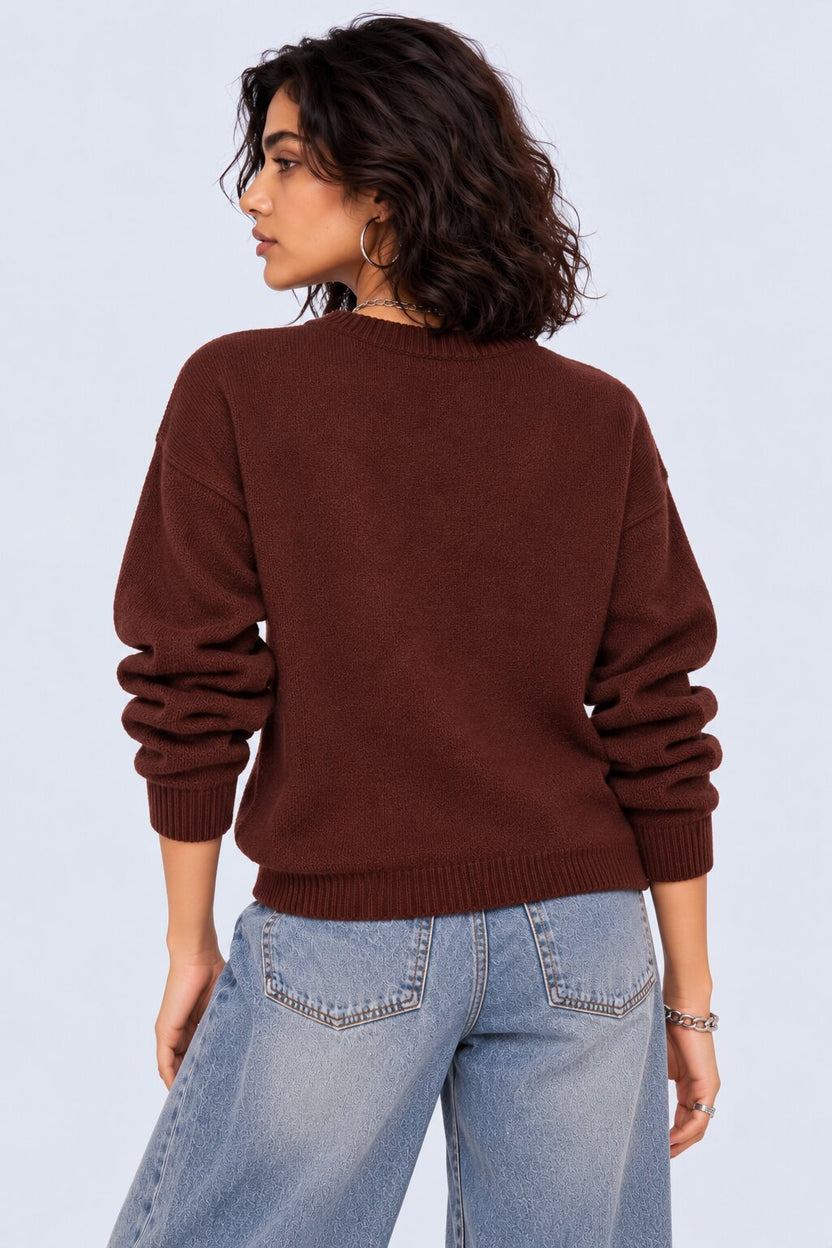 Womens Brown Coffee Time Graphic Sweater - Image 4