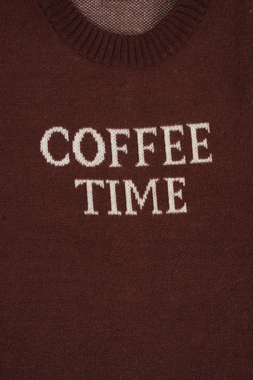 Womens Brown Coffee Time Graphic Sweater - Image 7
