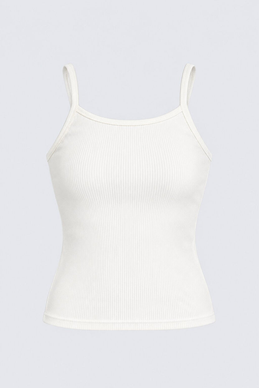 Womens White Ribbed Square Neck Cami Top - Image 6