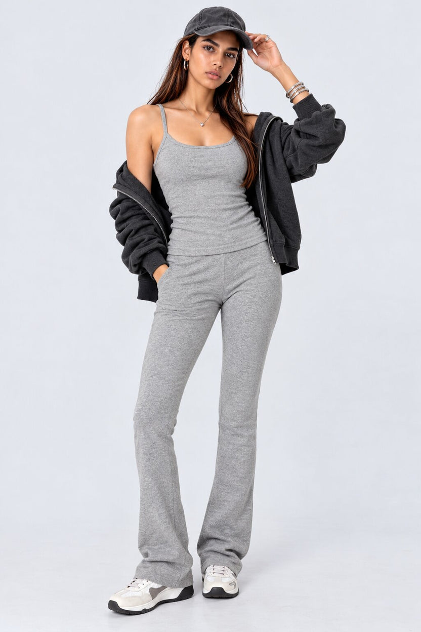 Womens Grey Ribbed Square Neck Cami Top - Image 6