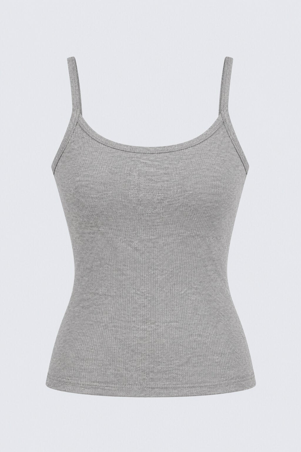 Womens Grey Ribbed Square Neck Cami Top - Image 7