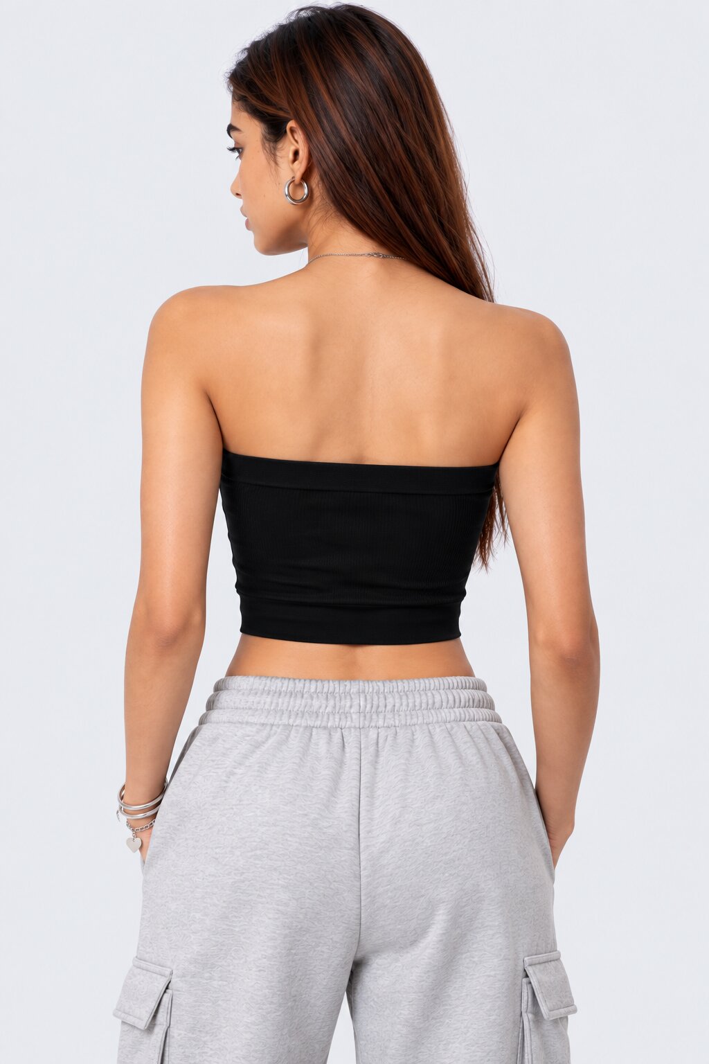 Womens Black Seamless Bandeau Tube Bra - Image 5