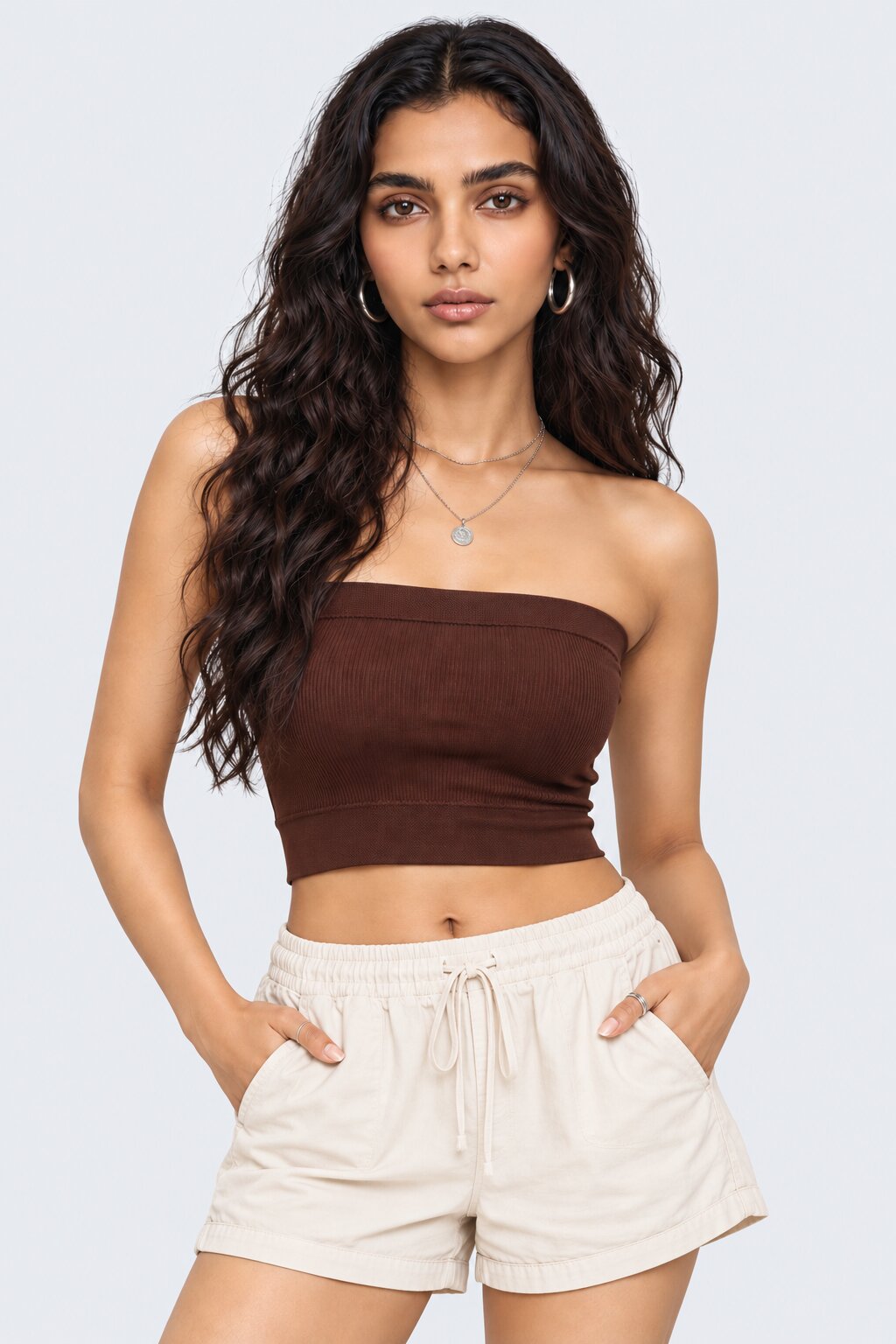 Womens Brown Seamless Bandeau Tube Bra - Image 2