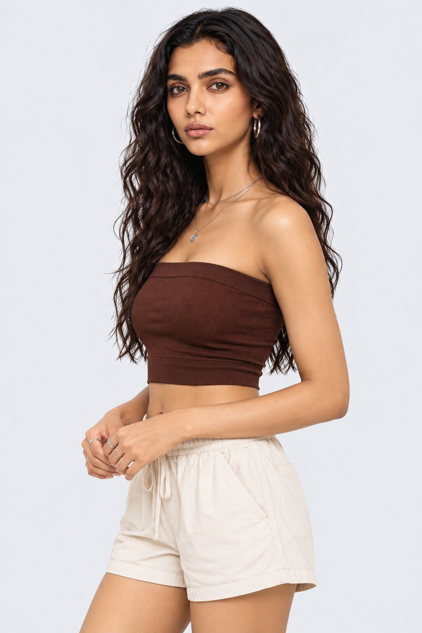 Womens Brown Seamless Bandeau Tube Bra - Image 4