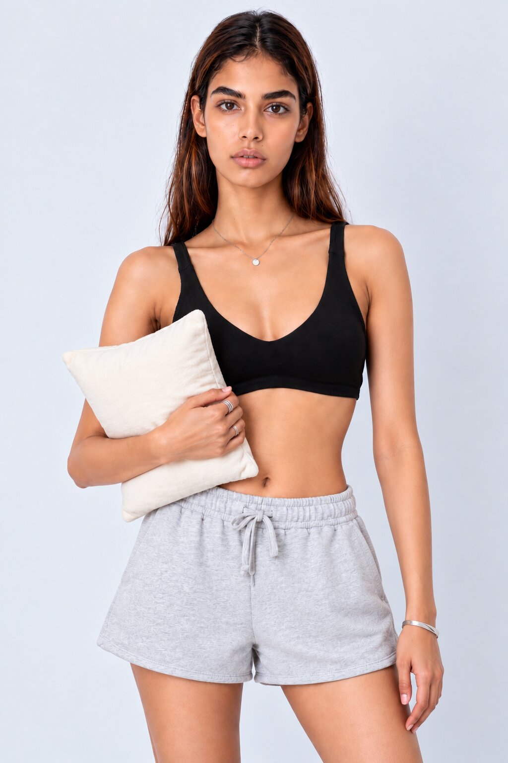 Womens Black Solid Cotton Spandex Bra - Image 1