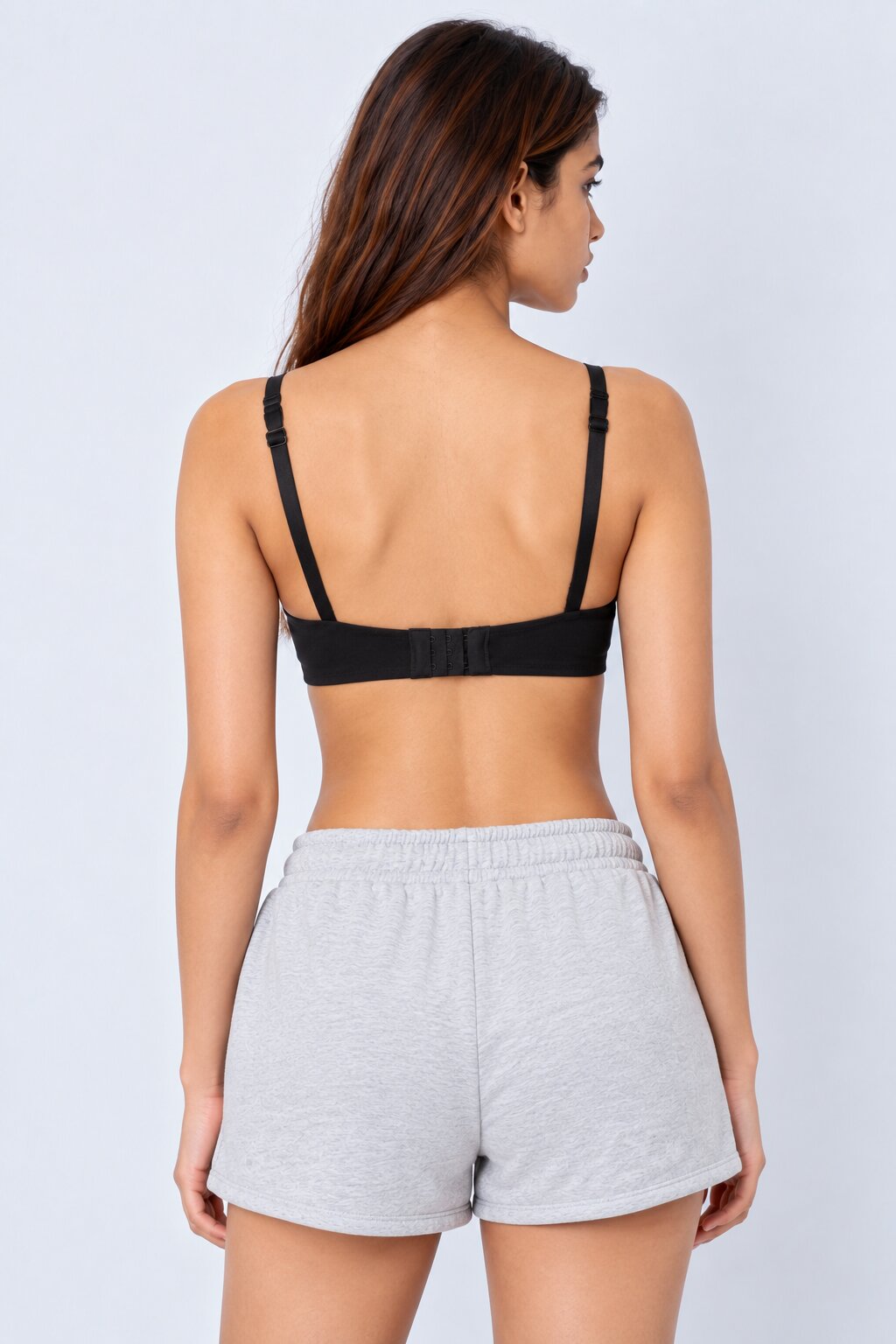 Womens Black Solid Cotton Spandex Bra - Image 5