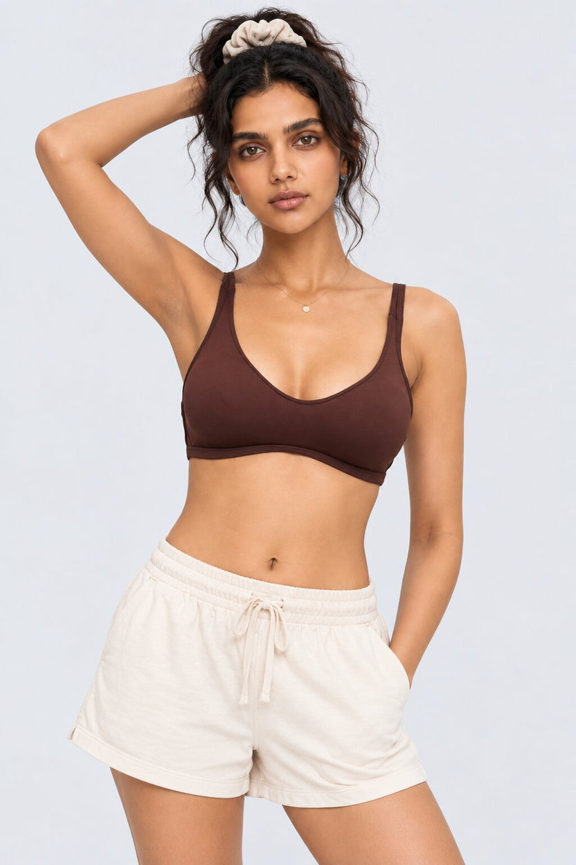 Womens Brown Solid Bra - Image 1