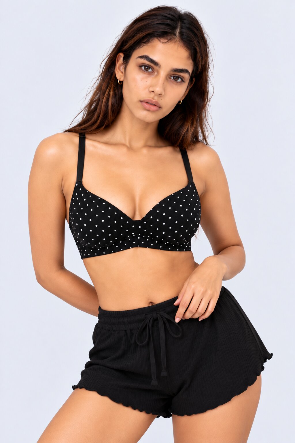 Womens Black Polka Dots Bra - Image 2