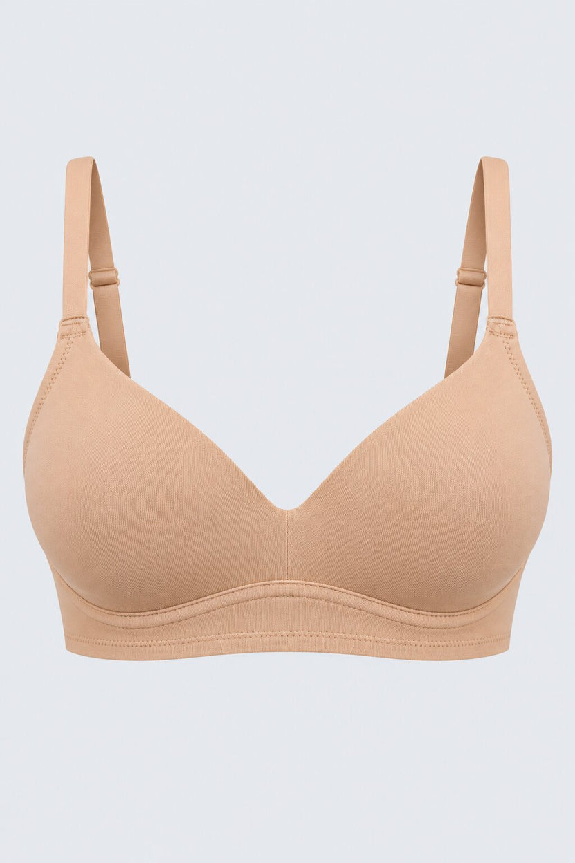 Womens Beige Solid Bra - Image 7