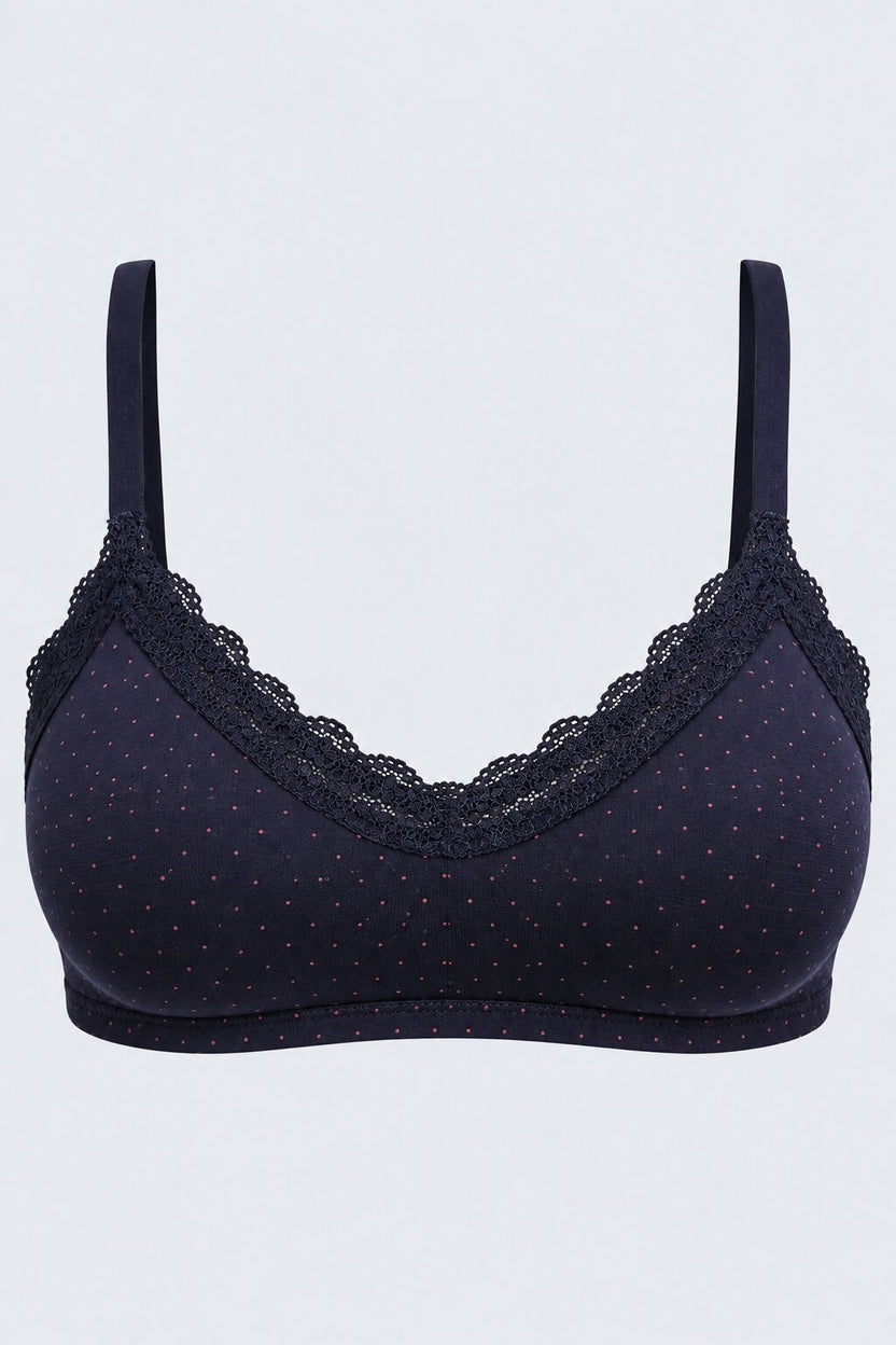 Womens Navy Polka Dots Bra - Image 7
